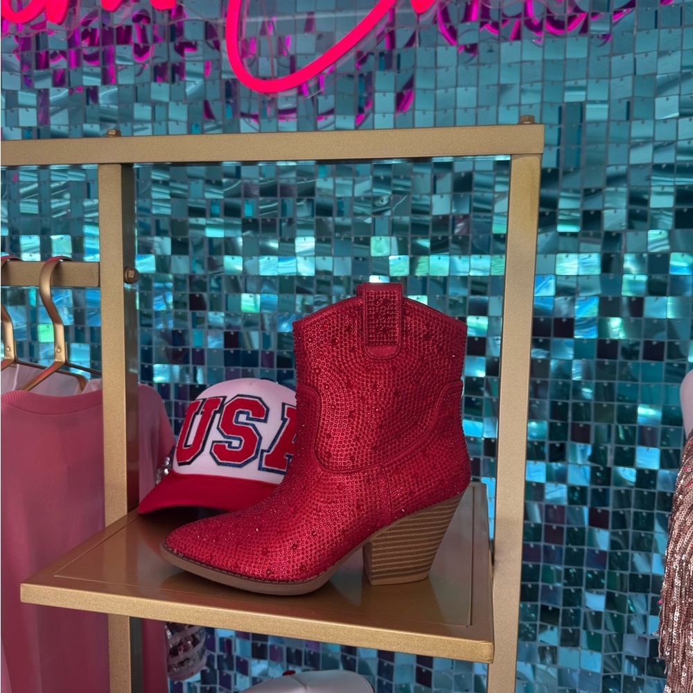 Red Sequin Cowboy Boots